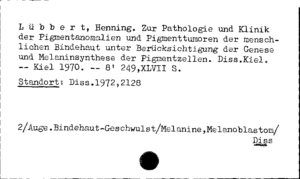 [Katalogkarte Dissertationenkatalog bis 1980]