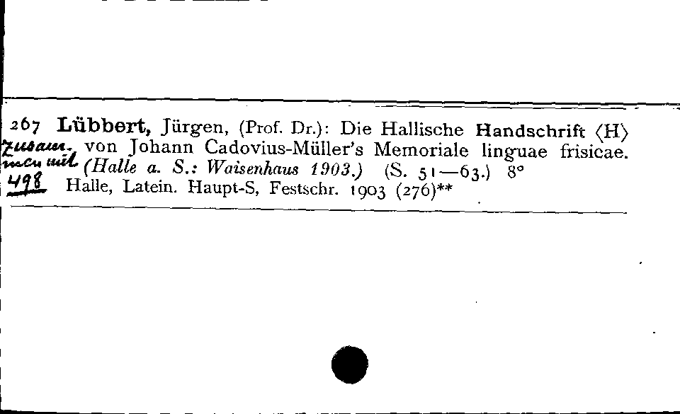 [Katalogkarte Dissertationenkatalog bis 1980]