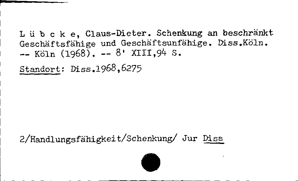 [Katalogkarte Dissertationenkatalog bis 1980]