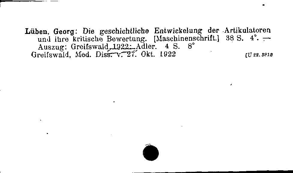 [Katalogkarte Dissertationenkatalog bis 1980]