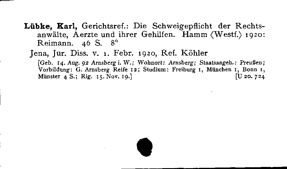 [Katalogkarte Dissertationenkatalog bis 1980]