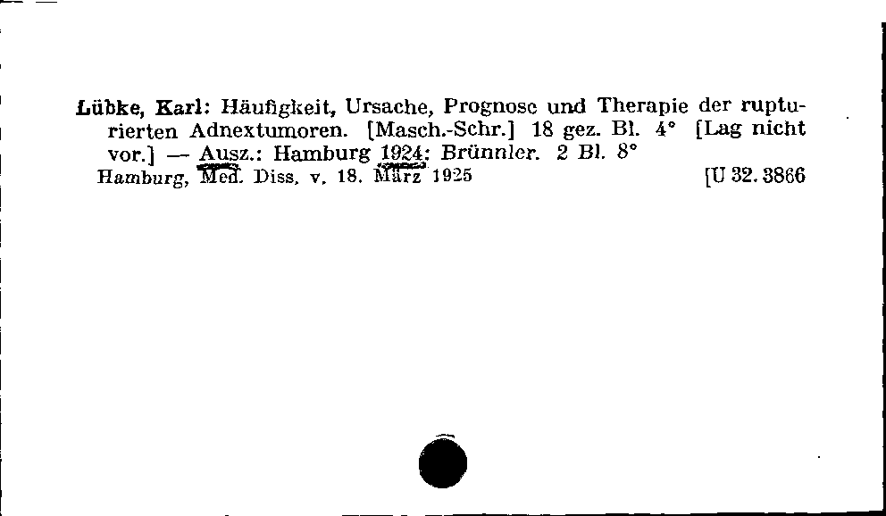 [Katalogkarte Dissertationenkatalog bis 1980]