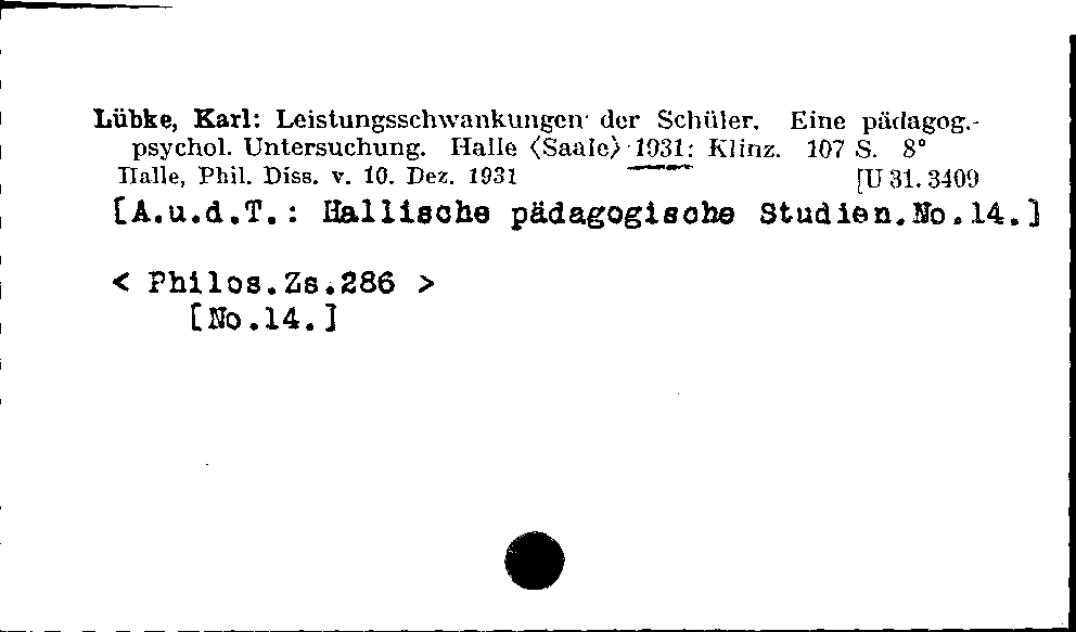 [Katalogkarte Dissertationenkatalog bis 1980]