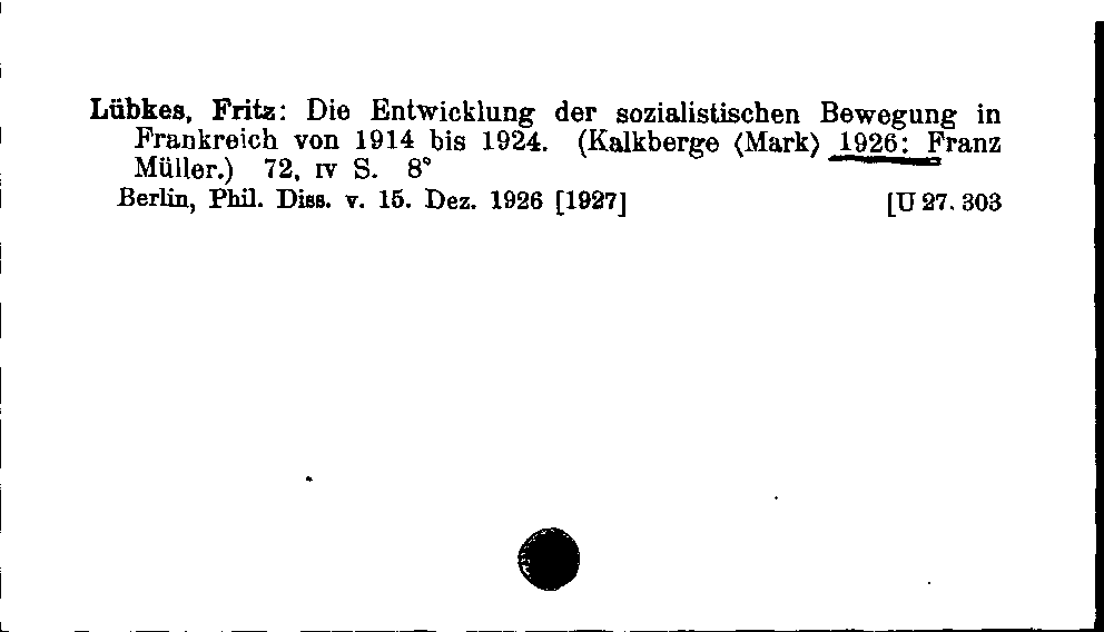 [Katalogkarte Dissertationenkatalog bis 1980]