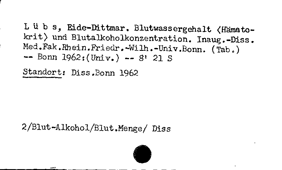 [Katalogkarte Dissertationenkatalog bis 1980]