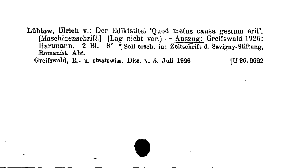 [Katalogkarte Dissertationenkatalog bis 1980]