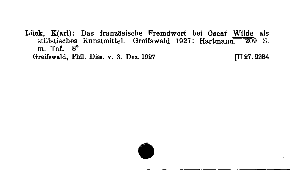 [Katalogkarte Dissertationenkatalog bis 1980]