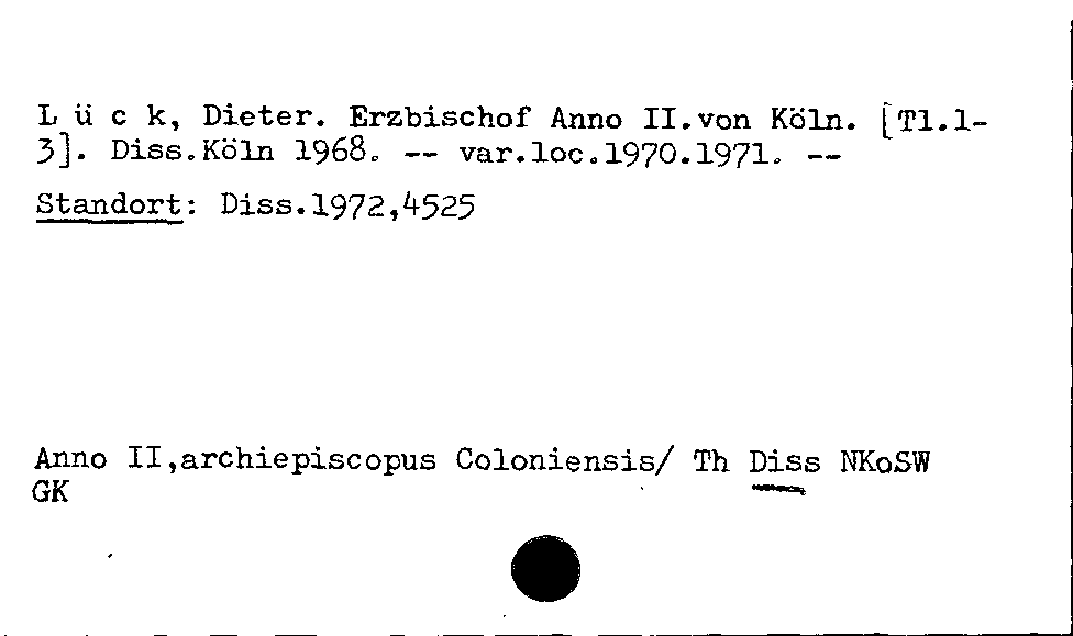 [Katalogkarte Dissertationenkatalog bis 1980]