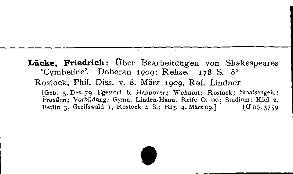 [Katalogkarte Dissertationenkatalog bis 1980]