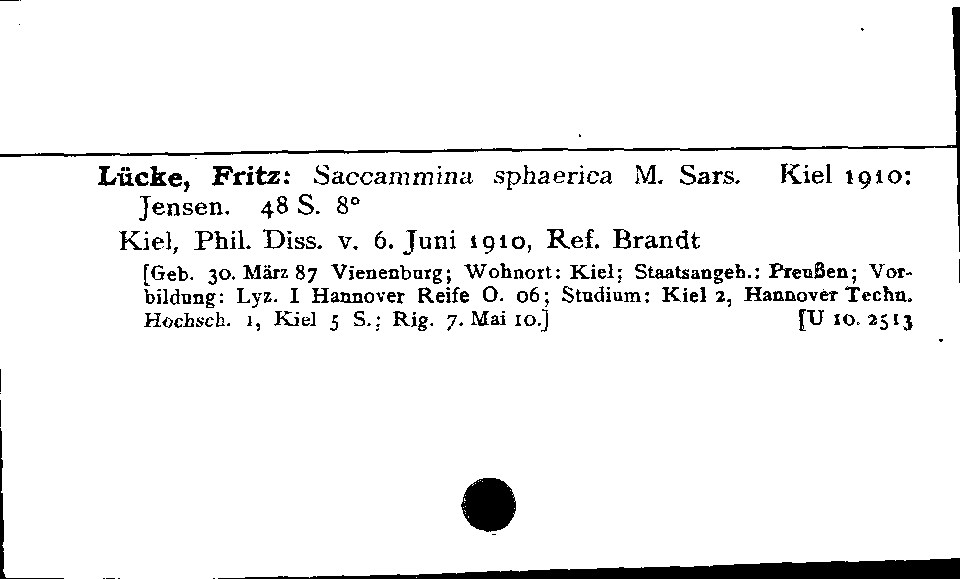 [Katalogkarte Dissertationenkatalog bis 1980]