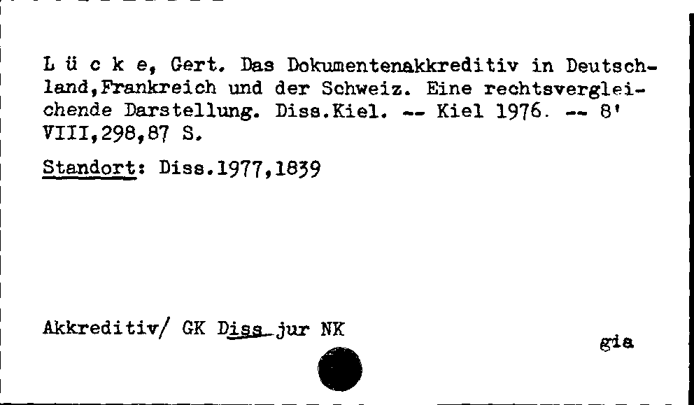 [Katalogkarte Dissertationenkatalog bis 1980]