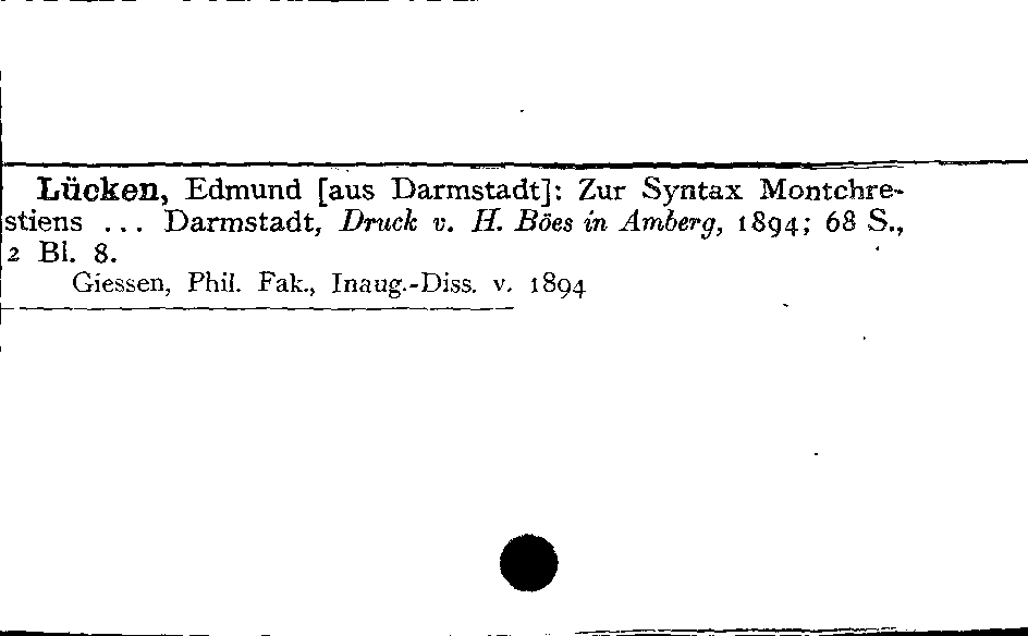 [Katalogkarte Dissertationenkatalog bis 1980]