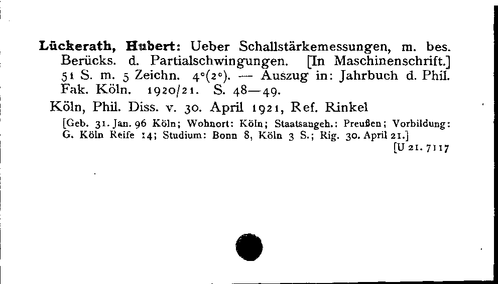 [Katalogkarte Dissertationenkatalog bis 1980]