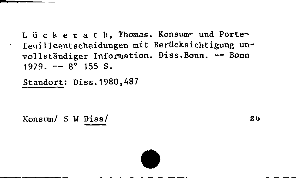 [Katalogkarte Dissertationenkatalog bis 1980]