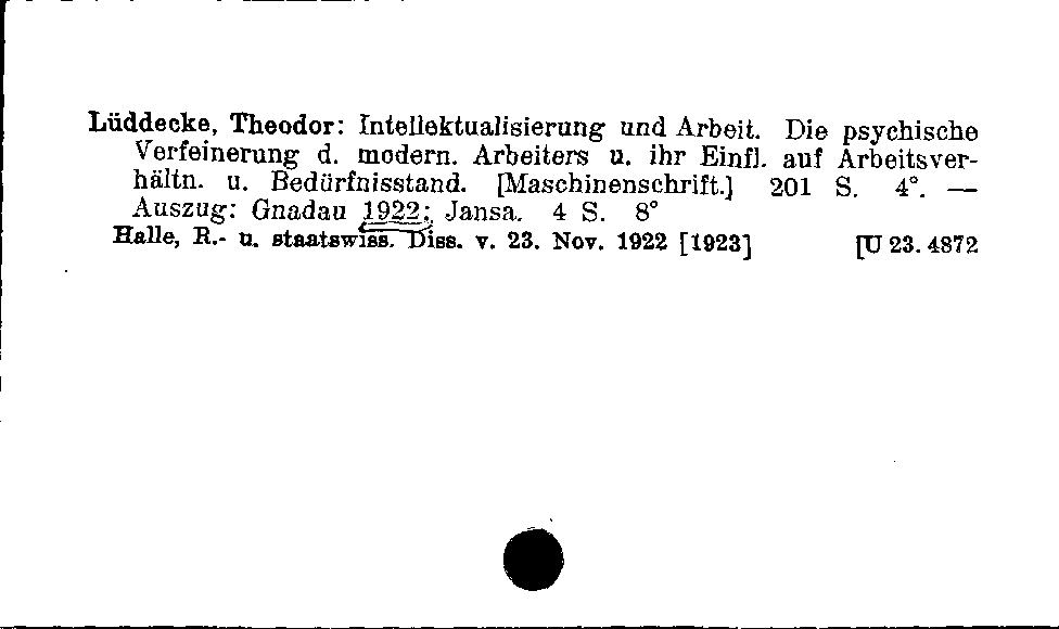 [Katalogkarte Dissertationenkatalog bis 1980]