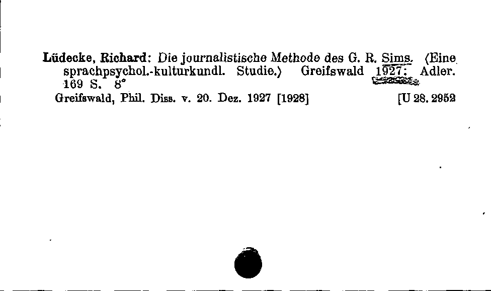 [Katalogkarte Dissertationenkatalog bis 1980]