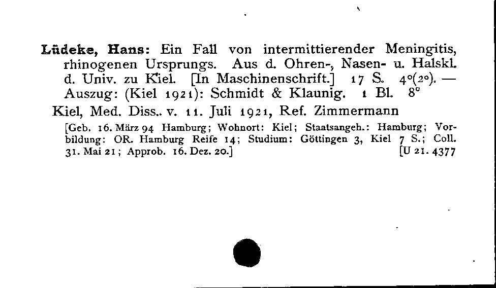 [Katalogkarte Dissertationenkatalog bis 1980]