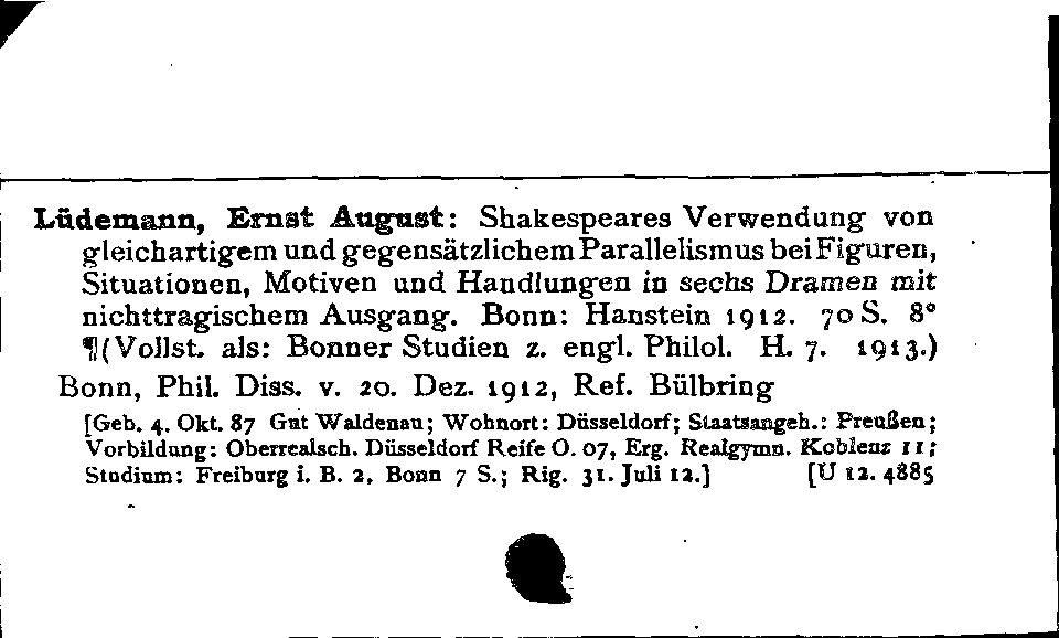 [Katalogkarte Dissertationenkatalog bis 1980]