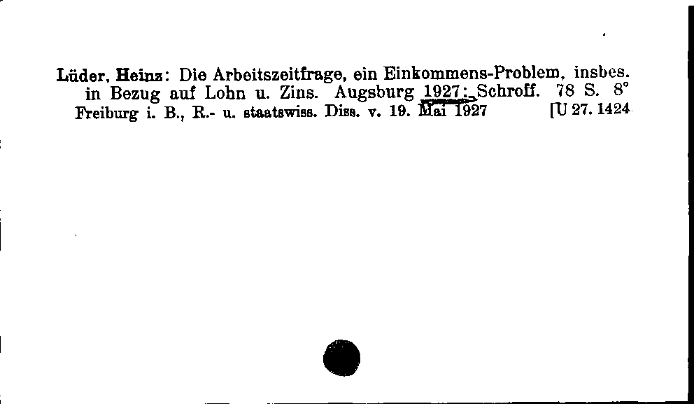 [Katalogkarte Dissertationenkatalog bis 1980]