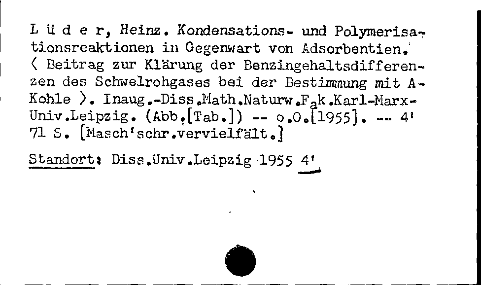 [Katalogkarte Dissertationenkatalog bis 1980]