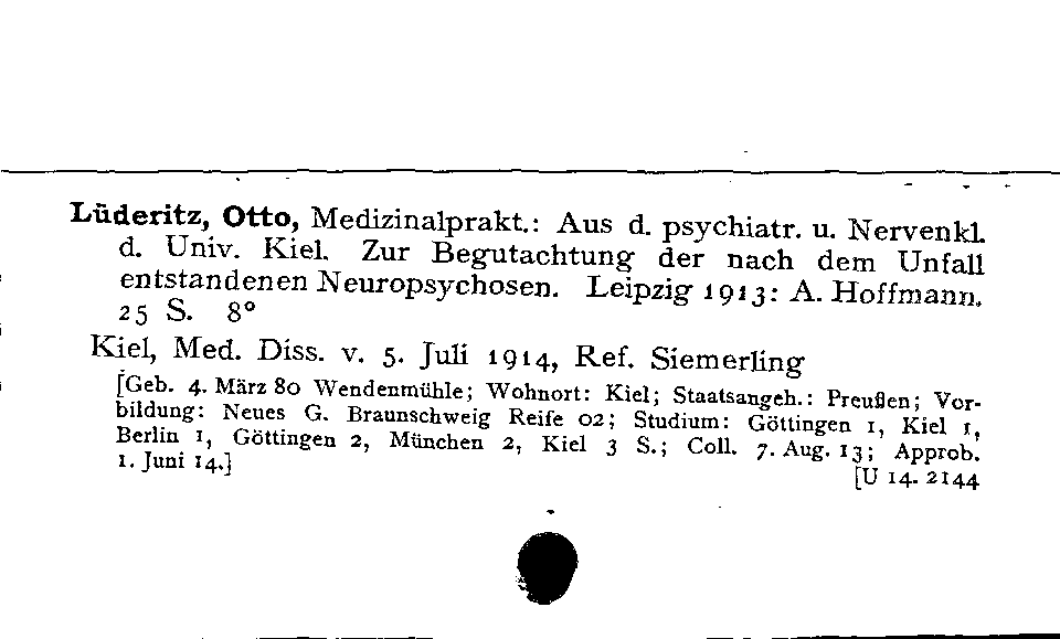 [Katalogkarte Dissertationenkatalog bis 1980]