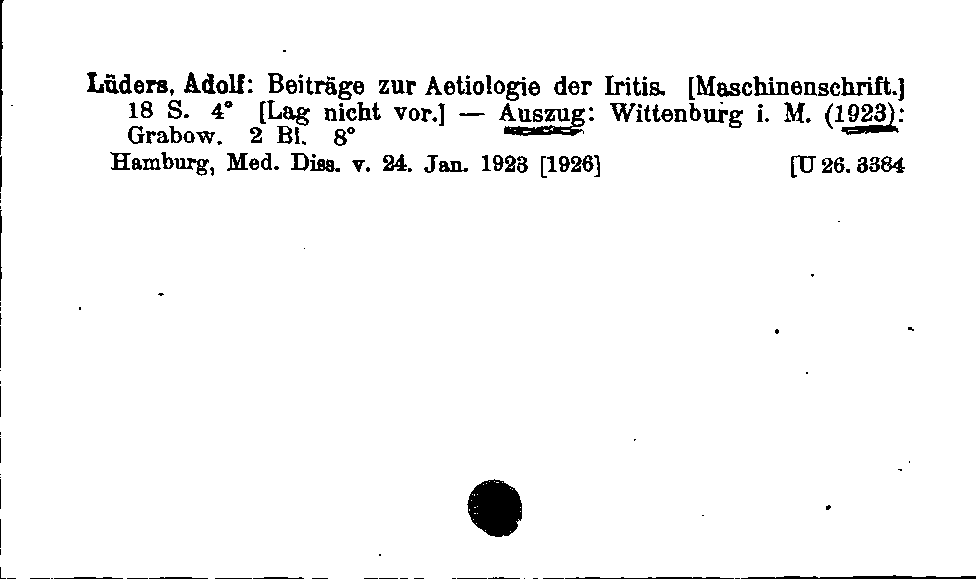 [Katalogkarte Dissertationenkatalog bis 1980]