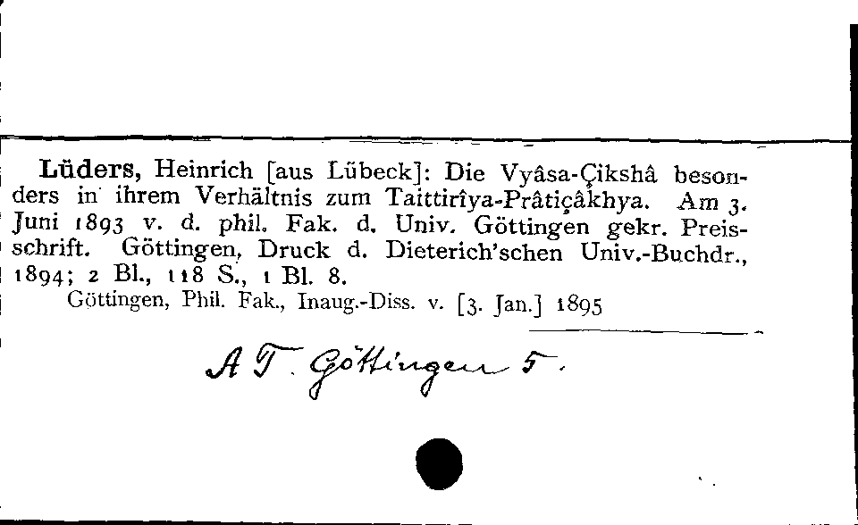 [Katalogkarte Dissertationenkatalog bis 1980]