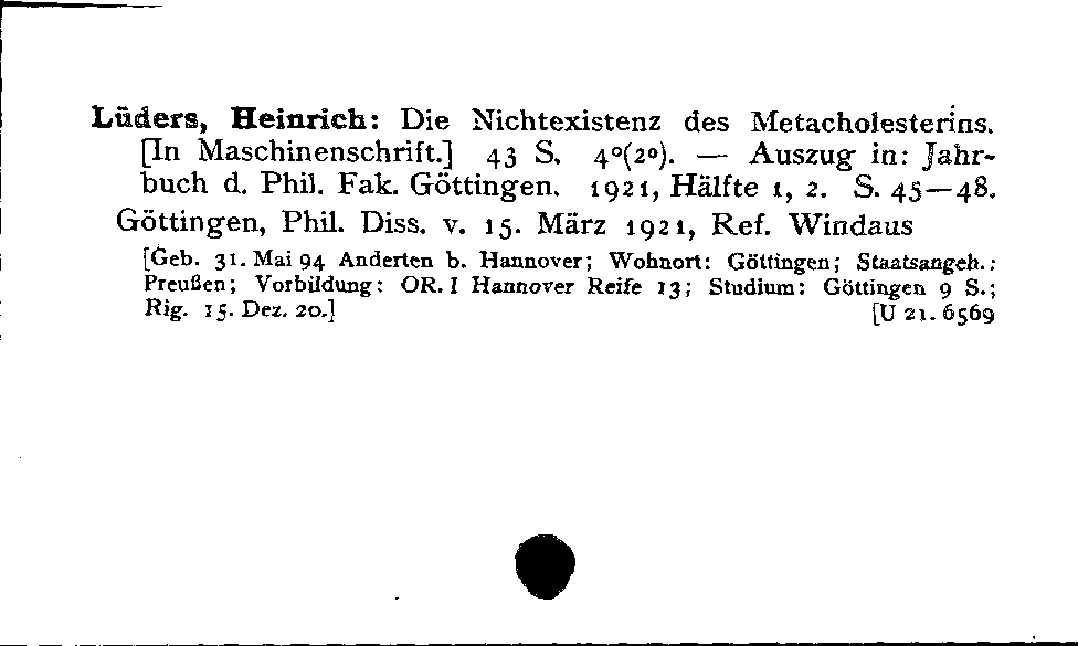 [Katalogkarte Dissertationenkatalog bis 1980]