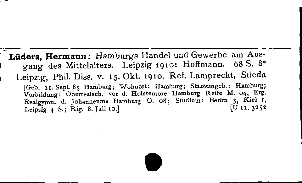 [Katalogkarte Dissertationenkatalog bis 1980]