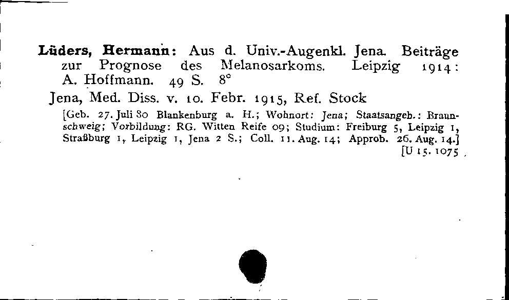 [Katalogkarte Dissertationenkatalog bis 1980]