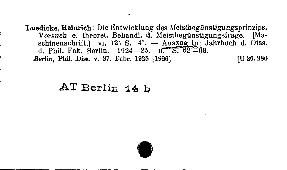 [Katalogkarte Dissertationenkatalog bis 1980]