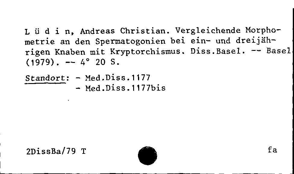 [Katalogkarte Dissertationenkatalog bis 1980]