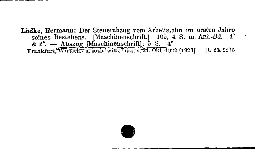 [Katalogkarte Dissertationenkatalog bis 1980]