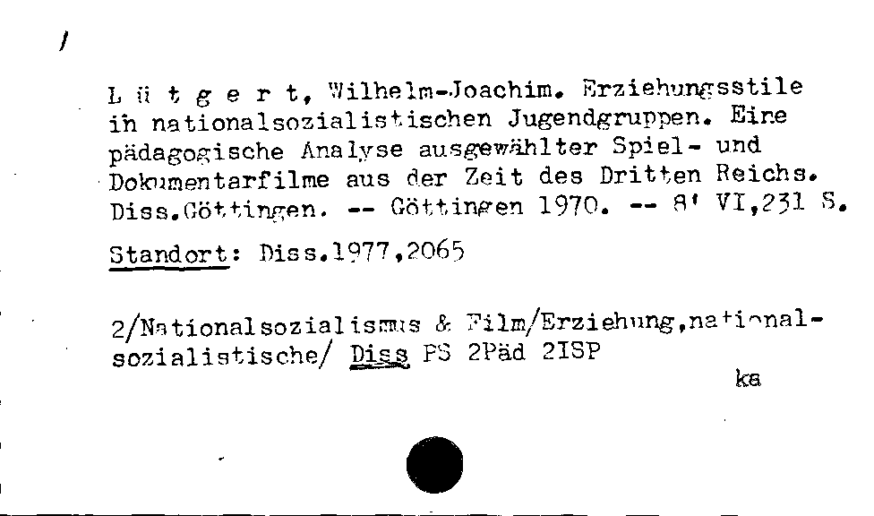 [Katalogkarte Dissertationenkatalog bis 1980]