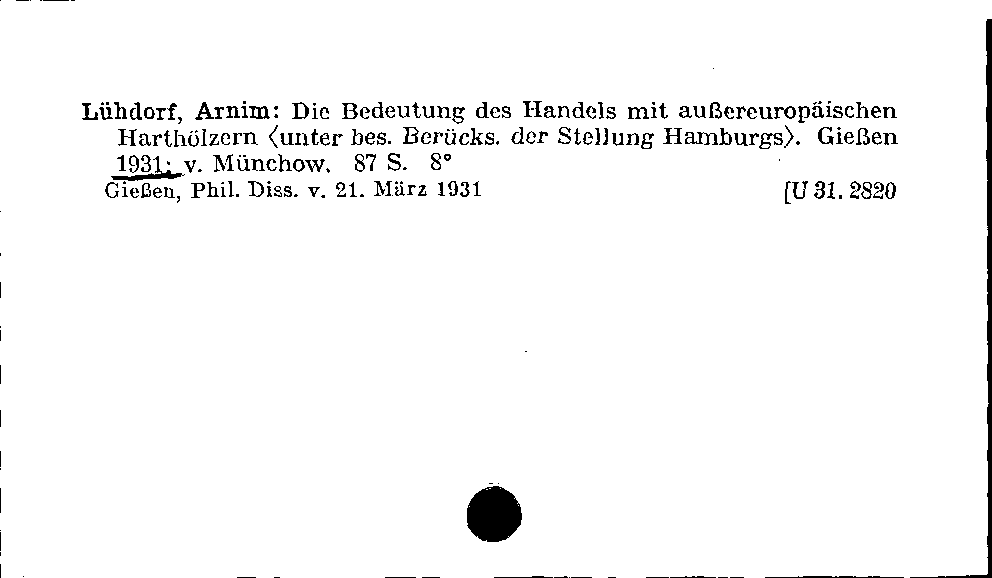 [Katalogkarte Dissertationenkatalog bis 1980]