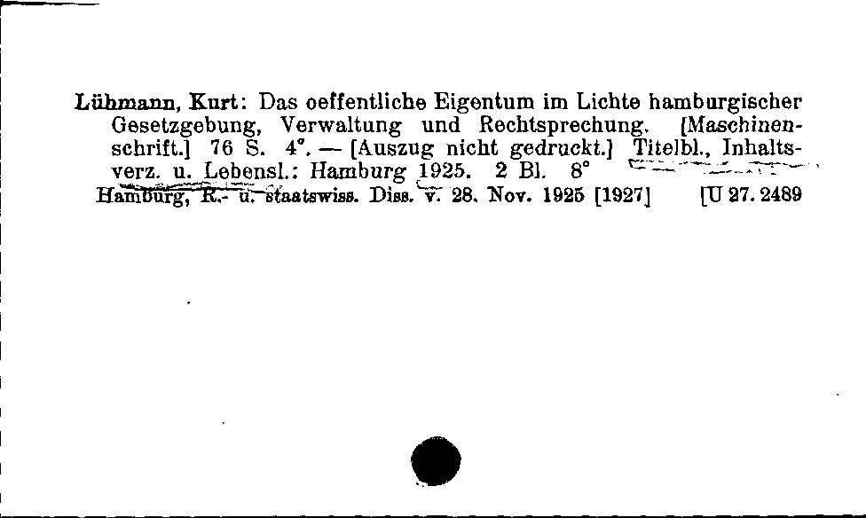 [Katalogkarte Dissertationenkatalog bis 1980]