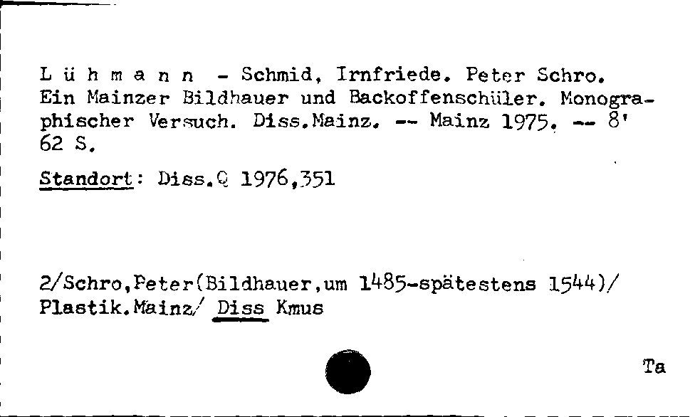 [Katalogkarte Dissertationenkatalog bis 1980]