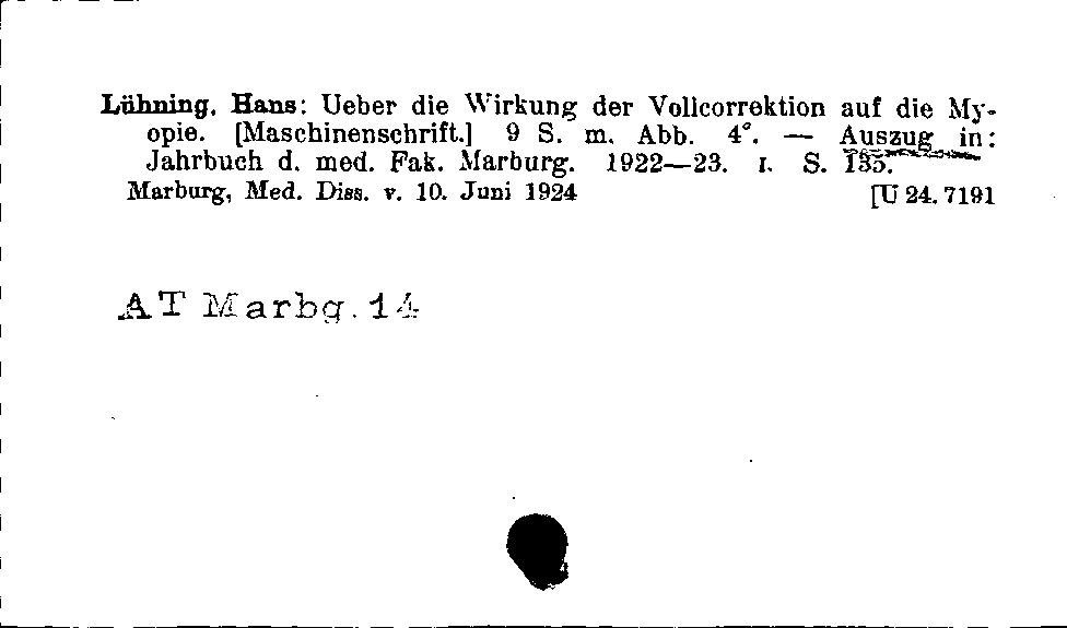 [Katalogkarte Dissertationenkatalog bis 1980]