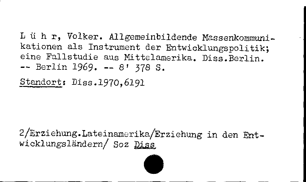 [Katalogkarte Dissertationenkatalog bis 1980]