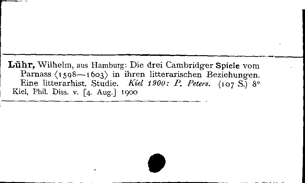 [Katalogkarte Dissertationenkatalog bis 1980]