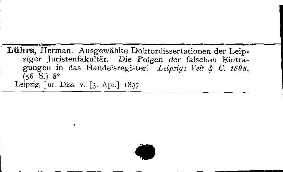 [Katalogkarte Dissertationenkatalog bis 1980]