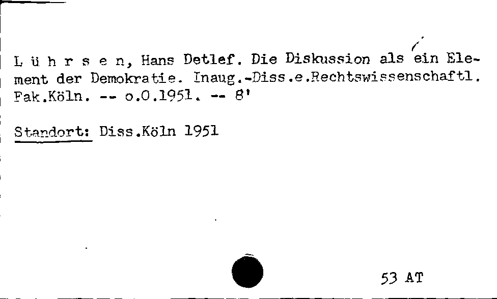 [Katalogkarte Dissertationenkatalog bis 1980]