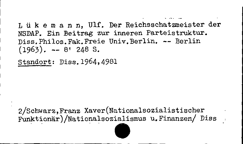 [Katalogkarte Dissertationenkatalog bis 1980]