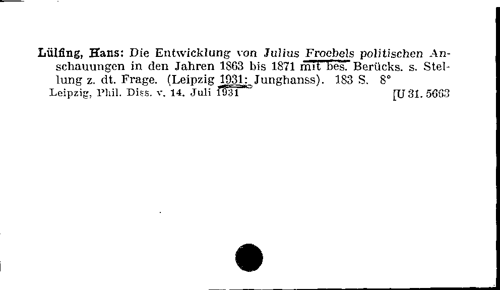 [Katalogkarte Dissertationenkatalog bis 1980]