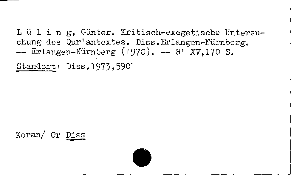 [Katalogkarte Dissertationenkatalog bis 1980]