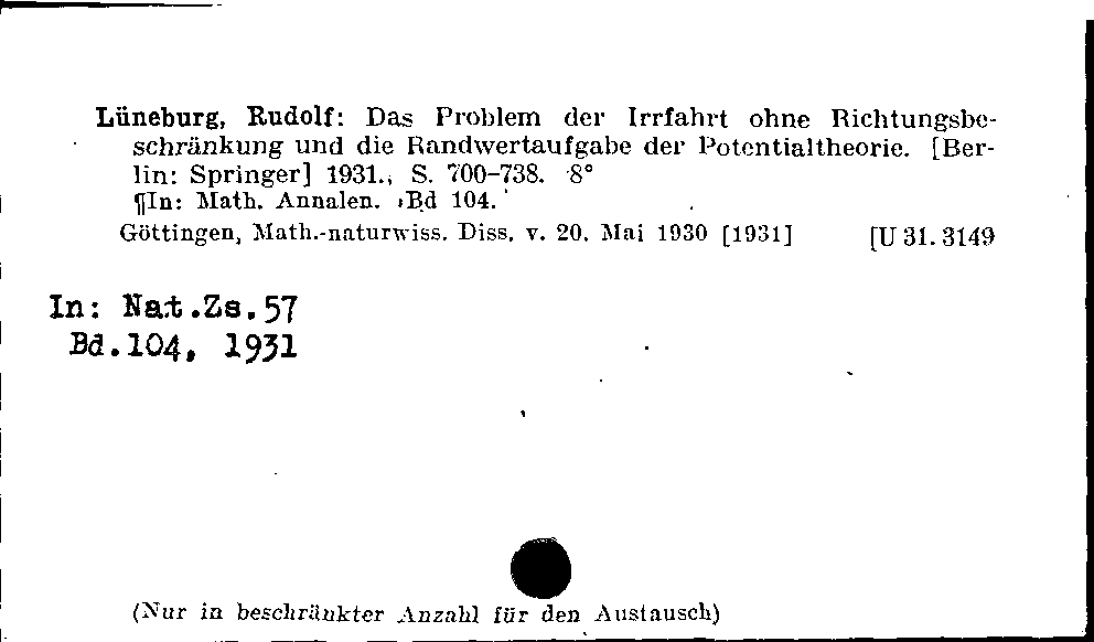 [Katalogkarte Dissertationenkatalog bis 1980]