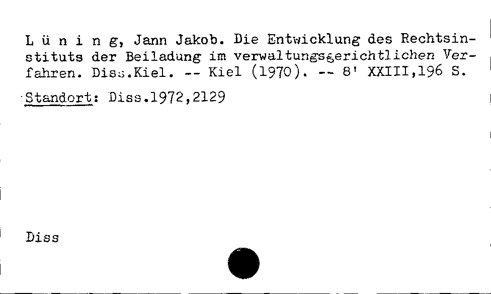 [Katalogkarte Dissertationenkatalog bis 1980]