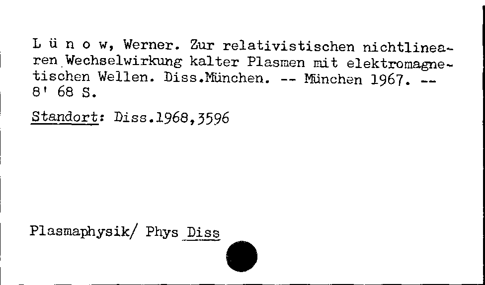 [Katalogkarte Dissertationenkatalog bis 1980]