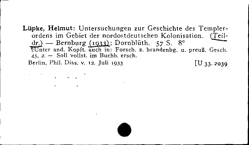 [Katalogkarte Dissertationenkatalog bis 1980]