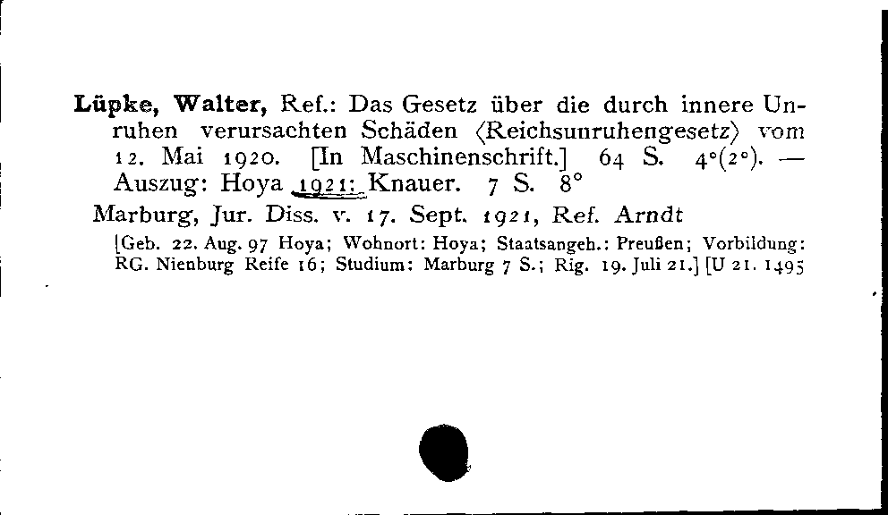 [Katalogkarte Dissertationenkatalog bis 1980]